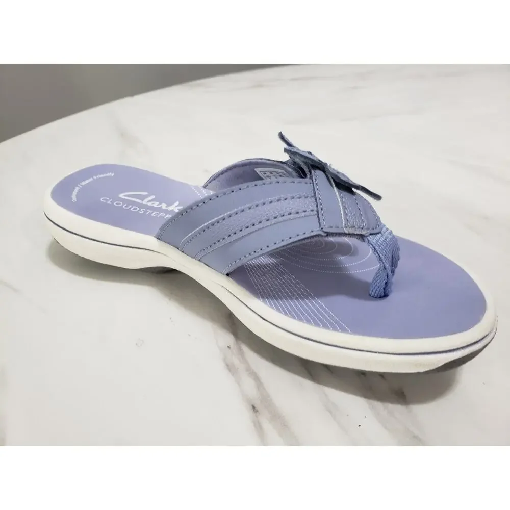 NEW CLARKS‎ Girl Brinkley Aria Light Blue Sandal Flip Flop CLOUDSTEPPERS Size 12